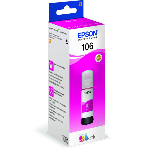 Farba do tlačiarne Epson 106 (C13T00R340) magenta (purpurová) - originálna