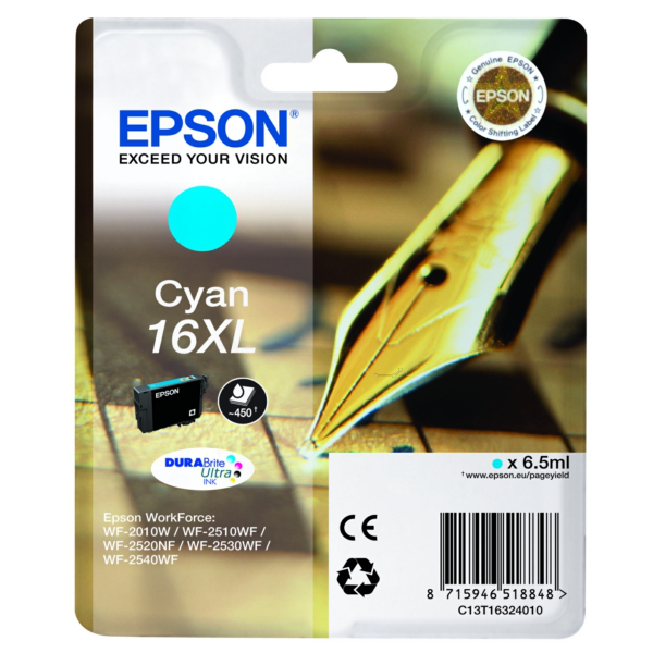 Farba do tlačiarne Epson 16XL (C13T16324010) cyan (azúrová) - originálna