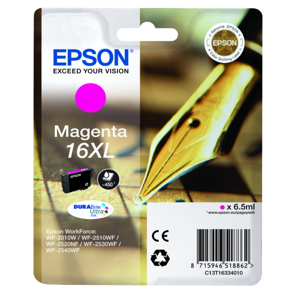 Farba do tlačiarne Epson 16XL (C13T16334010) magenta (purpurová) - originálna