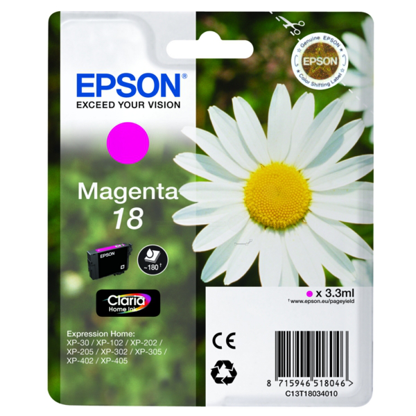 Farba do tlačiarne Epson 18 (C13T18034010) magenta (purpurová) - originálna