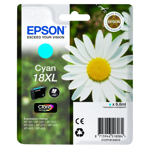 Farba do tlačiarne Epson 18XL (C13T18124012) cyan (azúrová) - originálna