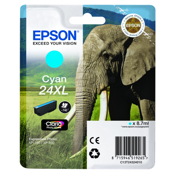 Farba do tlačiarne Epson 24XL (C13T24324010) cyan (azúrová) - originálna