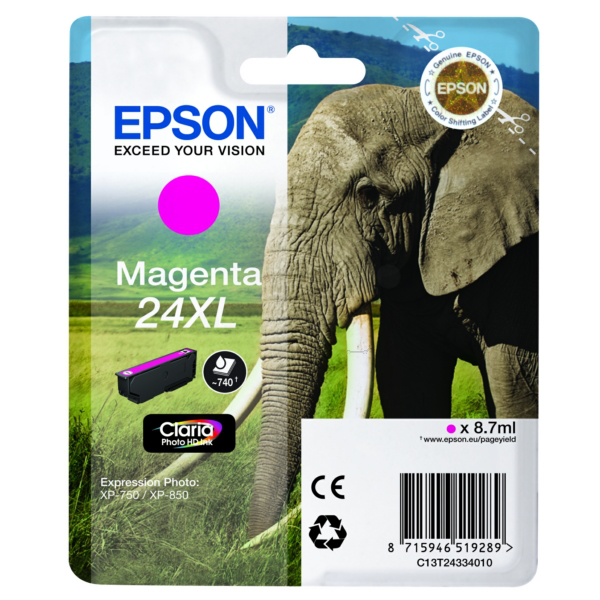 Farba do tlačiarne Epson 24XL (C13T24334010) magenta (purpurová) - originálna