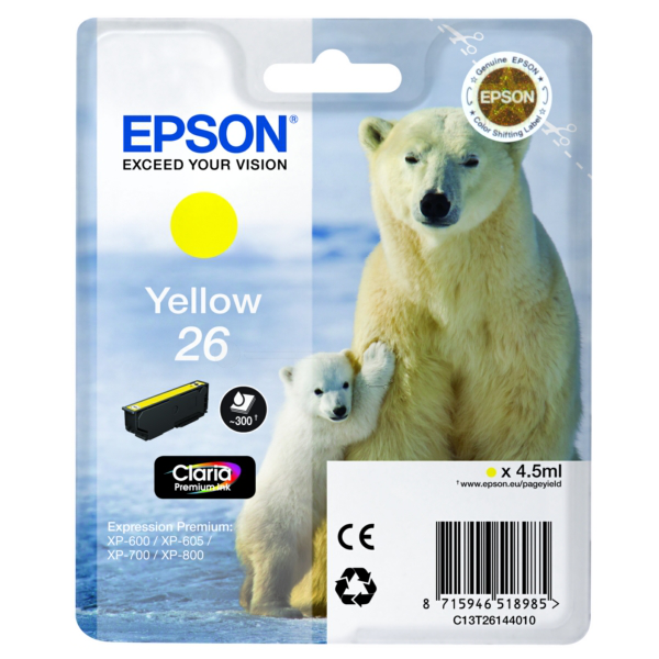 Farba do tlačiarne Epson 26 (C13T26144010) yellow (žltá) - originálna