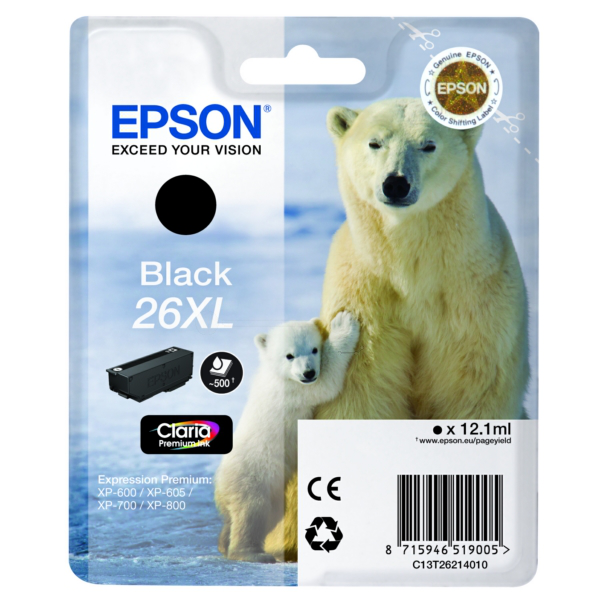 Farba do tlačiarne Epson 26XL (C13T26214010) black (čierna) - originálna