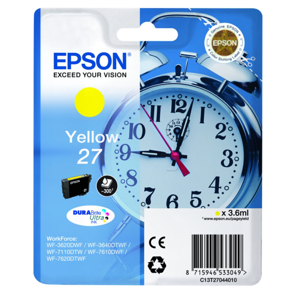 Farba do tlačiarne Epson 27 (C13T27044012) yellow (žltá) - originálna