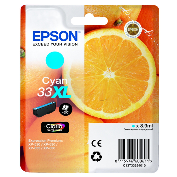 Farba do tlačiarne Epson 33XL (C13T33624010) cyan (azúrová) - originálna