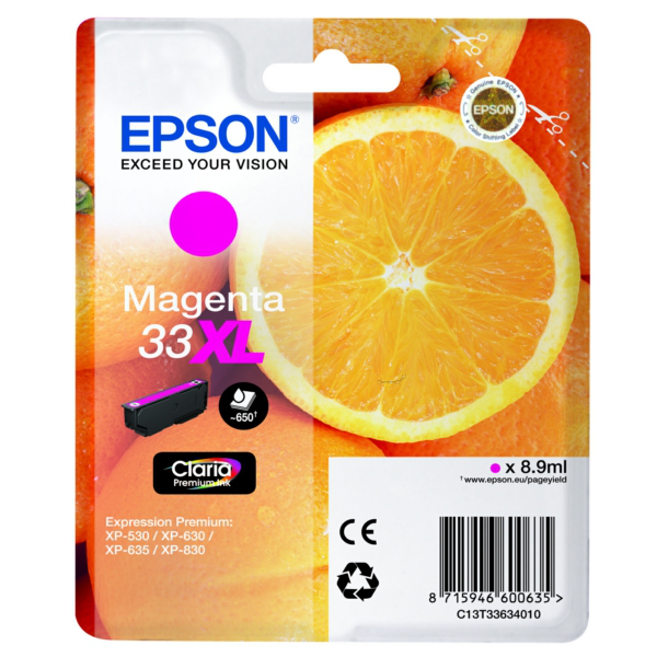Farba do tlačiarne Epson 33XL (C13T33634010) magenta (purpurová) - originálna