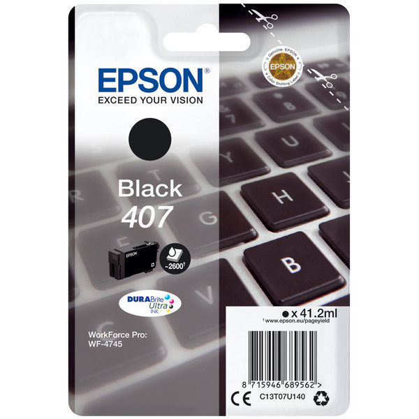 Farba do tlačiarne Epson 407 (C13T07U140) black (čierna) - originálna