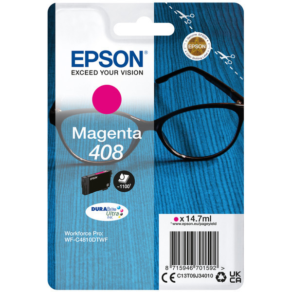Farba do tlačiarne Epson 408 (C13T09J34010) magenta (purpurová) - originálna
