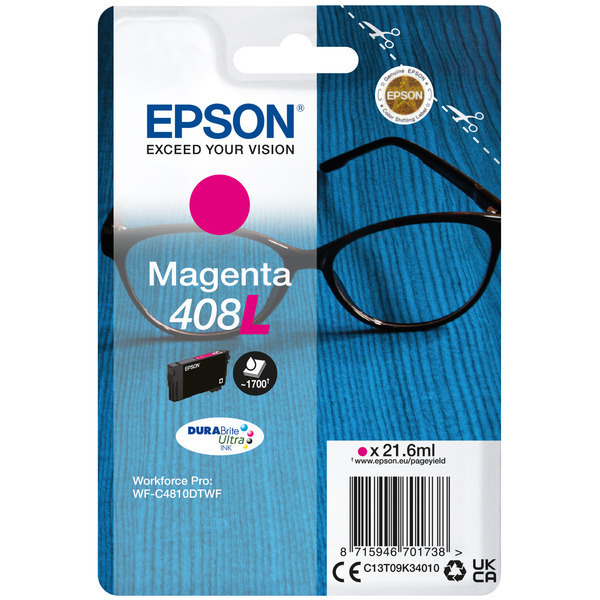 Farba do tlačiarne Epson 408L (C13T09K34010) magenta (purpurová) - originálna