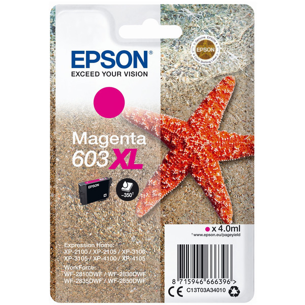 Farba do tlačiarne Epson 603XL (C13T03A34010) magenta (purpurová) - originálna