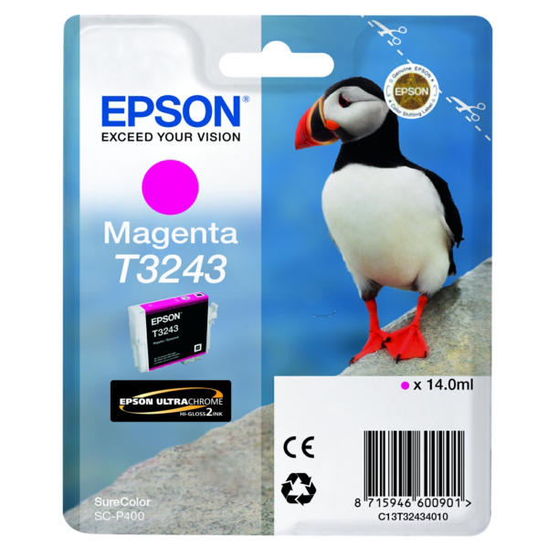 Farba do tlačiarne Epson T3243 (C13T32434010) magenta (purpurová) - originálna
