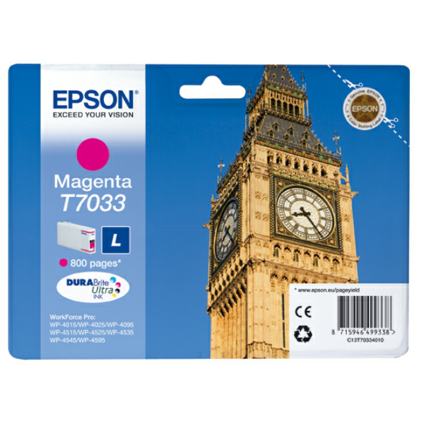 Farba do tlačiarne Epson T7033 (C13T70334010) magenta (purpurová) - originálna
