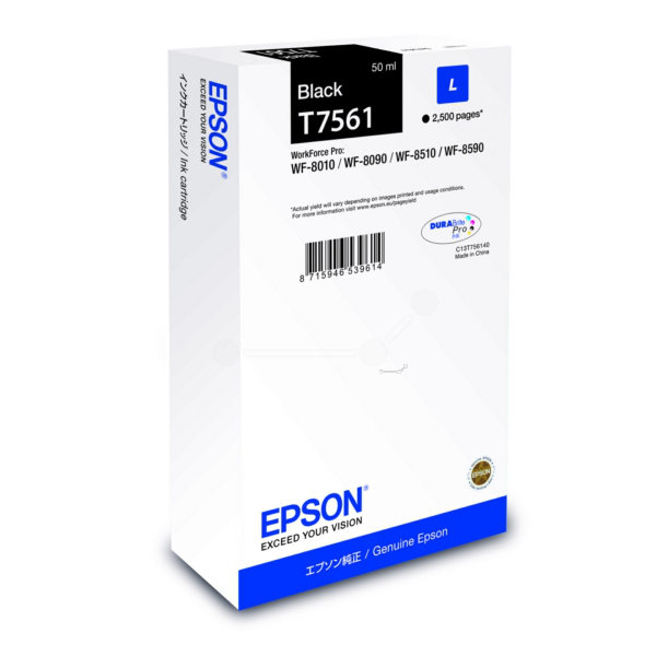 Farba do tlačiarne Epson T7561 (C13T756140) black (čierna) - originálna