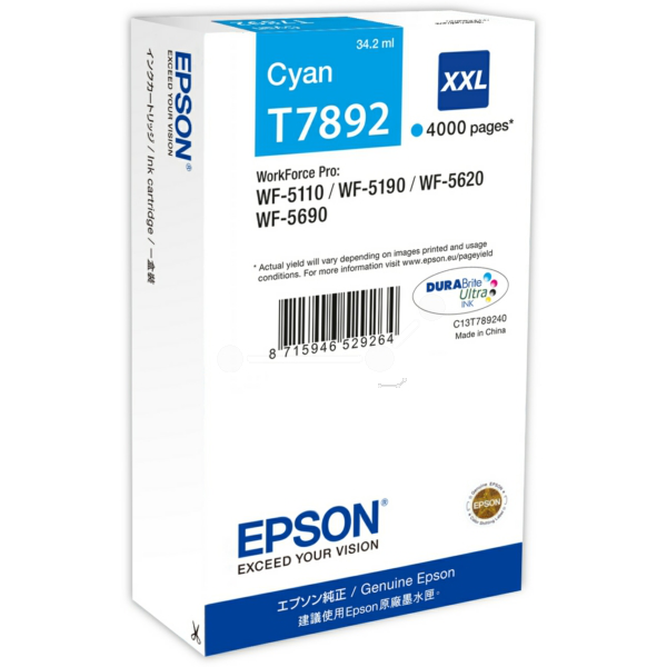 Farba do tlačiarne Epson T7892XXL (C13T78924010) cyan (azúrová) - originálna