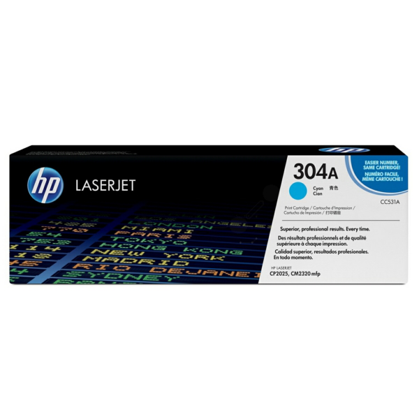 Laserový toner HP 304A (CC531A) cyan (azúrová) - originálny