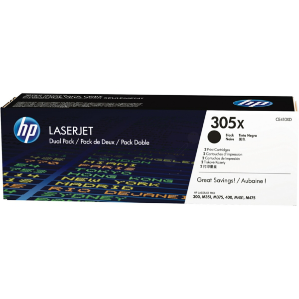 Laserový toner HP 305X (CE410XD) black (čierna) - originálny