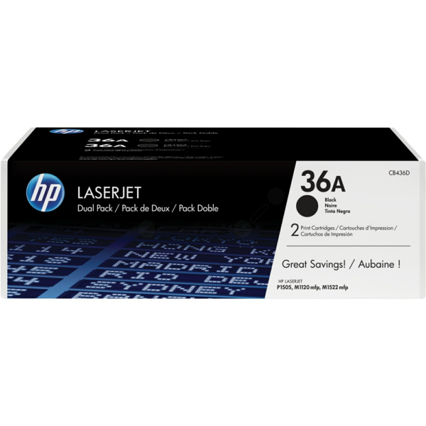 Laserový toner HP 36A 2ks (CB436AD) black (čierna) - originálny