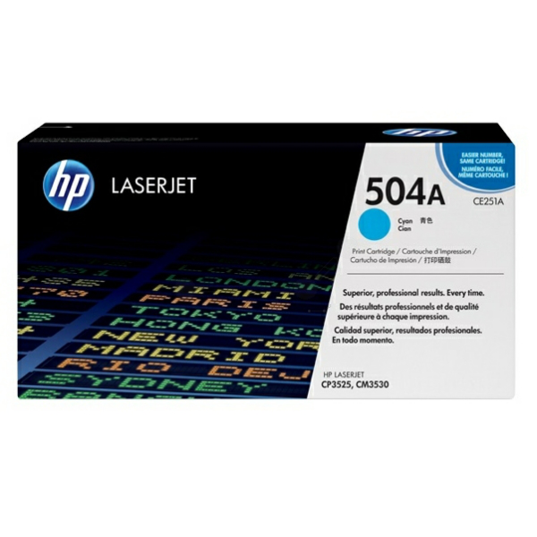 Laserový toner HP 504A (CE251A) cyan (azúrová) - originálny