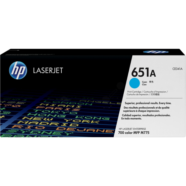 Laserový toner HP 651A (CE341A) cyan (azúrová) - originálny
