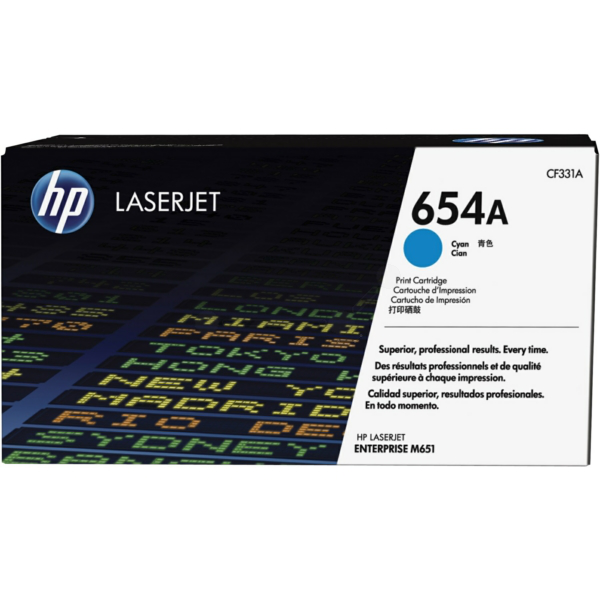 Laserový toner HP 654A (CF331A) cyan (azúrová) - originálny