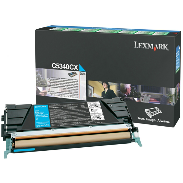 Laserový toner Lexmark C534 (C5340CX) cyan (azúrová) - originálny