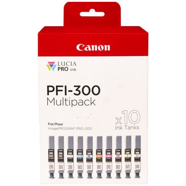 Farba do tlačiarne Canon PFI-300 (4192C008) C/M/Y/PBK/MBK/PC/PM/R/GY/CO (čierna + farebná) - originálna