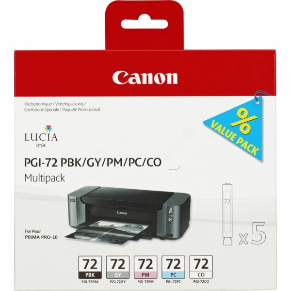 Farba do tlačiarne Canon PGI-72 (6403B007) PBK/PC/PM/GY/CO (čierna + farebná) - originálna