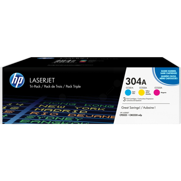 Laserový toner HP 304A (CF372AM) C/M/Y (farebná) - originálny