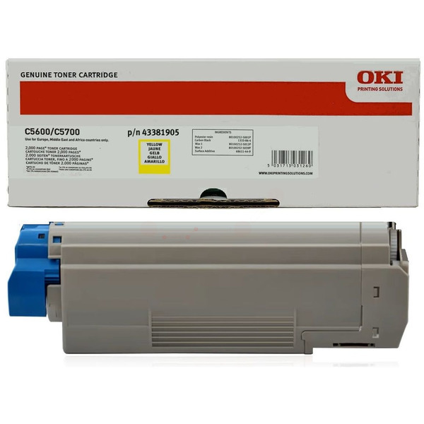Laserový toner OKI C5600/5700 (43381905) yellow (žltá) - originálny