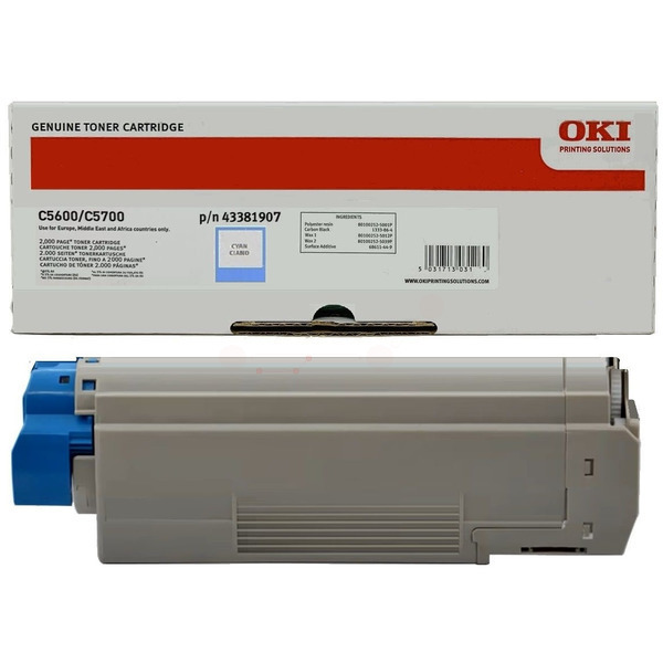 Laserový toner OKI C5600/5700 (43381907) cyan (azúrová) - originálny